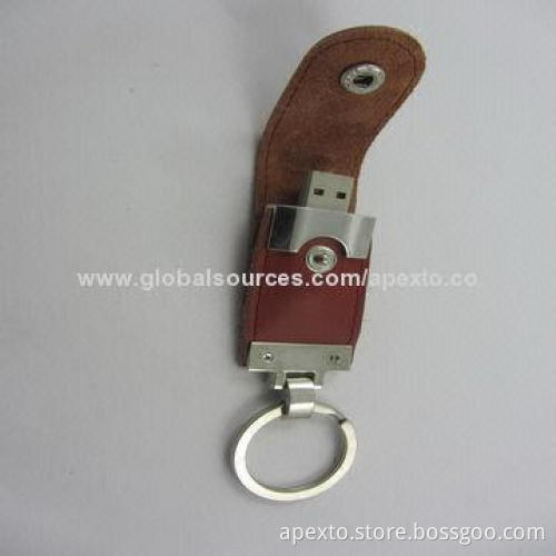 Promotional Leather USB Flash Drive, USB2.0 and 3.0 Interface, OEM and ODM Orders Welcomed
